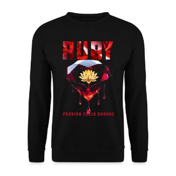 Birthstone July Ruby - Unisex Sweatshirt - black - Front - Alina (178cm) & Michal (187cm)