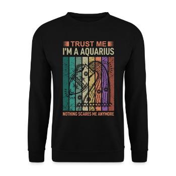 Zodiac sign Aquarius - Unisex Sweatshirt - black - Front - Alina (178cm) & Michal (187cm)