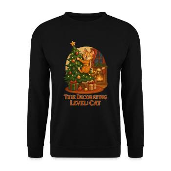 Le chat décore le sapin de Noël - Sweat-shirt Unisexe - noir - Devant - Alina (178cm) & Michal (187cm)