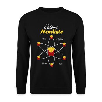 L'Atome Nordiste Frites Emblème Hauts-de-France - Sweat-shirt Unisexe - noir - Devant - Alina (178cm) & Michal (187cm)