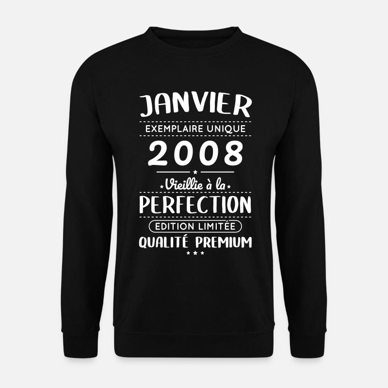 18. Geburtstag - Januar 2008 Perfektion - Unisex Pullover - Schwarz