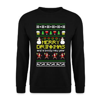 Merry Drinkmas - Unisex Sweatshirt - black - Front - Alina (178cm) & Michal (187cm)