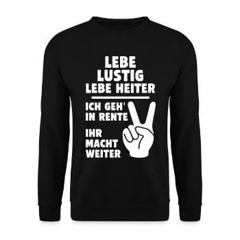Funny pension message with peace sign - Unisex Sweatshirt - black - Front - Alina (178cm) & Michal (187cm)