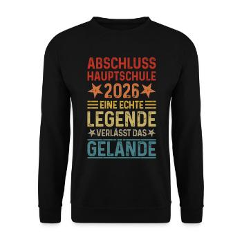 Abschluss 2026 Hauptschule Hauptschulabschluss - Unisex Pullover - Schwarz - Vorne - Alina (178cm) & Michal (187cm)