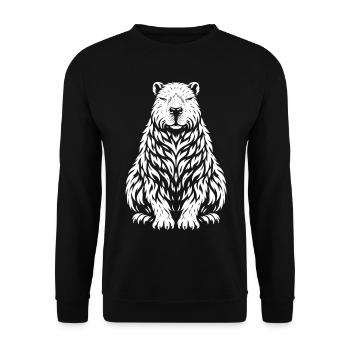 Tribal Capybara – Cute Wild Animal Motif - Unisex Sweatshirt - black - Front - Alina (178cm) & Michal (187cm)