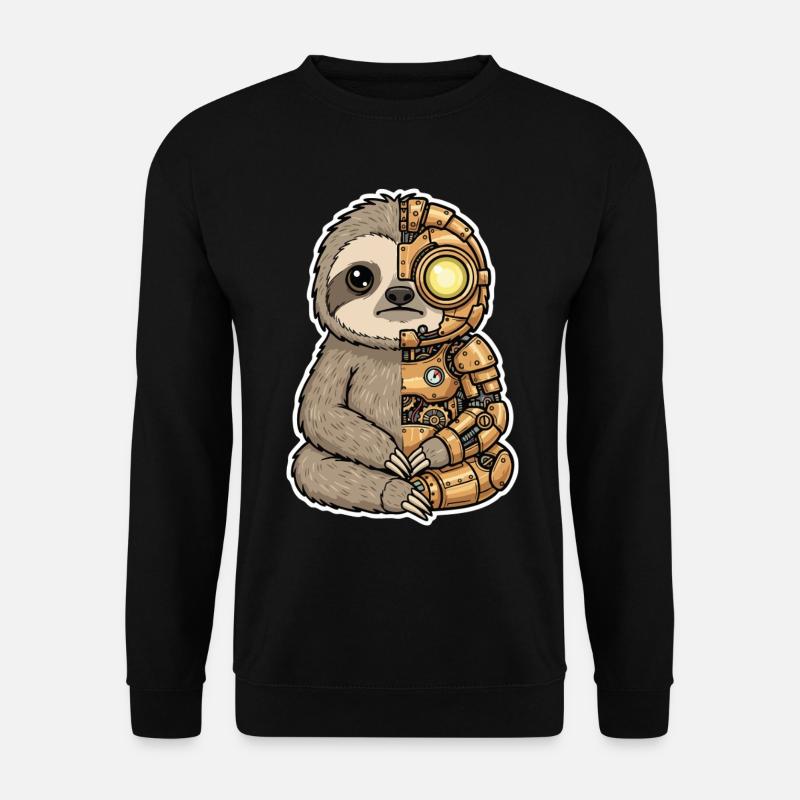 Sloth Cyborg Steampunk Mechanisches Gold - Unisex Pullover - Schwarz