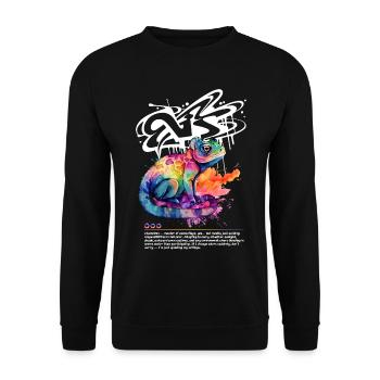 Colorful chameleon with graffiti background - Unisex Sweatshirt - black - Front - Alina (178cm) & Michal (187cm)