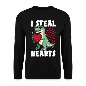 Retro Heart Valentine's Day Design Love - Unisex Sweatshirt - black - Front - Alina (178cm) & Michal (187cm)