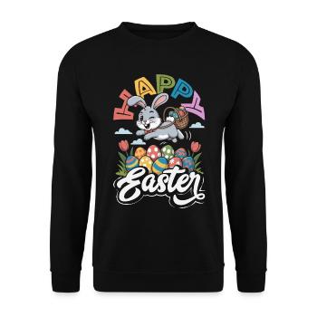 Joyeuse Pâques, douce chasse aux œufs du lapin, œufs de Pâques - Sweat-shirt Unisexe - noir - Devant - Alina (178cm) & Michal (187cm)