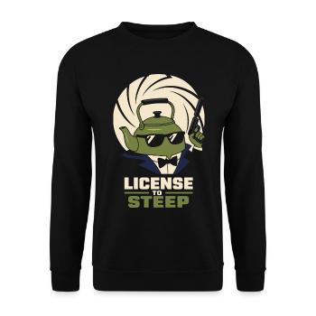 License to Steep – Teekanne Geheimagent Humor - Unisex Pullover - Schwarz - Vorne - Alina (178cm) & Michal (187cm)