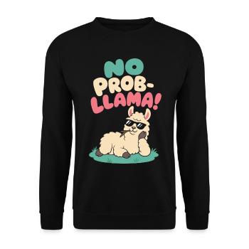 No Prob-Llama – Lässiges Lama mit Sonnenbrille - Unisex Pullover - Schwarz - Vorne - Alina (178cm) & Michal (187cm)