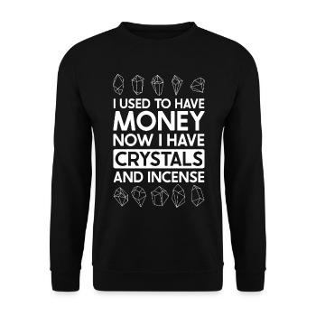 Kristalle statt Geld - Esoterik - Unisex Pullover - Schwarz - Vorne - Alina (178cm) & Michal (187cm)