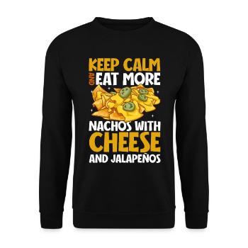 Keep Calm - Nachos with Cheese and Jalapeños - Unisex Pullover - Schwarz - Vorne - Alina (178cm) & Michal (187cm)