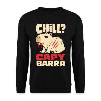 Horror-Capybara – Chill mit Gruselfaktor - Unisex Pullover - Schwarz - Vorne - Alina (178cm) & Michal (187cm)
