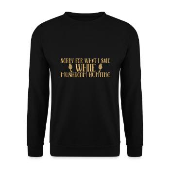 Pilze sammeln Pilzsammler - Unisex Pullover - Schwarz - Vorne - Alina (178cm) & Michal (187cm)