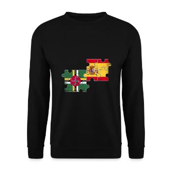 Dominica Spanien Vintage Flagge Dominicaner - Unisex Pullover - Schwarz - Vorne - Alina (178cm) & Michal (187cm)
