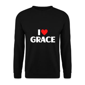 I Love Grace Red Heart Love Fan Gift - Unisex Sweatshirt - black - Front - Alina (178cm) & Michal (187cm)