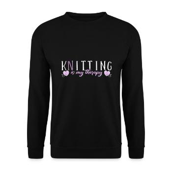 Stricken Stricknadel Wolle Lustiges - Unisex Pullover - Schwarz - Vorne - Alina (178cm) & Michal (187cm)