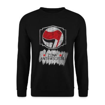 antifa zona antifascista - Sweat-shirt Unisexe - noir - Devant - Alina (178cm) & Michal (187cm)