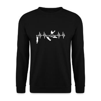 Calisthenics Herzschlag Calisthenics Workout - Unisex Pullover - Schwarz - Vorne - Alina (178cm) & Michal (187cm)