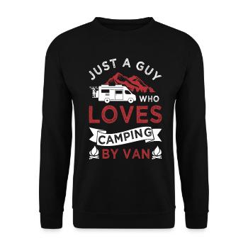 just a guy loves camper camping van - Unisex Sweatshirt - black - Front - Alina (178cm) & Michal (187cm)