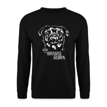 Loved by a Brussels Griffon Hunde Zwerggriffon - Unisex Pullover - Schwarz - Vorne - Alina (178cm) & Michal (187cm)