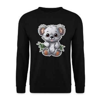 Süßer Koala mit Eukalyptus-Blättern - Unisex Pullover - Schwarz - Vorne - Alina (178cm) & Michal (187cm)