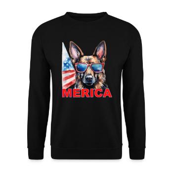 Independence Day 4th of July German Shepherd America - Unisex Sweatshirt - black - Front - Alina (178cm) & Michal (187cm)