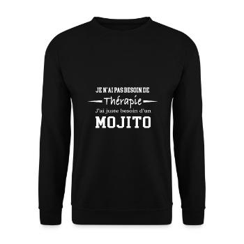 Cadeau humour mojito - Sweat-shirt Unisexe - noir - Devant - Alina (178cm) & Michal (187cm)