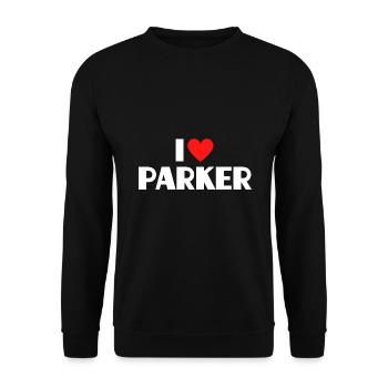 I Love Parker Red Heart Love Fan Gift - Unisex Sweatshirt - black - Front - Alina (178cm) & Michal (187cm)