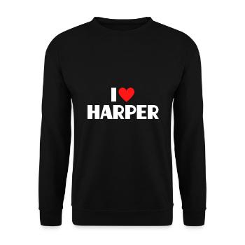 I Love Harper Red Heart Love Fan Gift - Sweat-shirt Unisexe - noir - Devant - Alina (178cm) & Michal (187cm)