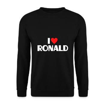 I Love Ronald Red Heart Love Fan Gift - Unisex Sweatshirt - black - Front - Alina (178cm) & Michal (187cm)