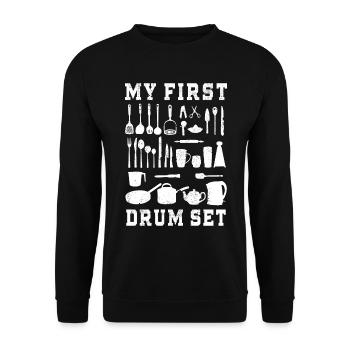 My First Drum Set - Drummer T-Shirt - Unisex Sweatshirt - black - Front - Alina (178cm) & Michal (187cm)