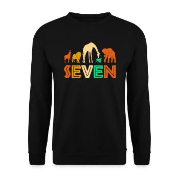 7. Geburtstag Dschungel Tiere Afrika 7 Jahre - Unisex Pullover - Schwarz - Vorne - Alina (178cm) & Michal (187cm)