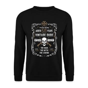 Aged 50 Years Vintage Dude - Unisex Sweatshirt - black - Front - Alina (178cm) & Michal (187cm)
