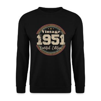 1951 Retro Vintage Birthday Born In - 1951 - Unisex Sweatshirt - black - Front - Alina (178cm) & Michal (187cm)
