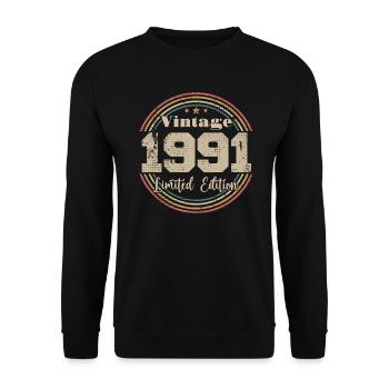 1991 Retro Vintage Birthday Born In - 1991 - Unisex Sweatshirt - black - Front - Alina (178cm) & Michal (187cm)