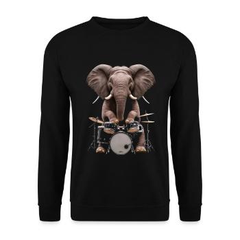 Elefant Schlagzeug - Unisex Pullover - Schwarz - Vorne - Alina (178cm) & Michal (187cm)