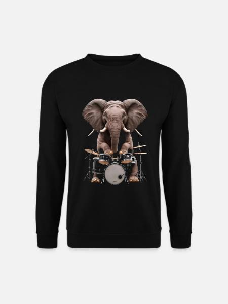 Elefant Schlagzeug - Unisex Pullover - Schwarz