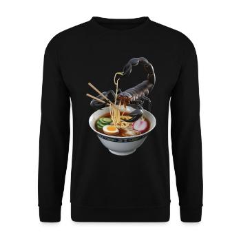 Skorpion Ramen - Unisex Pullover - Schwarz - Vorne - Alina (178cm) & Michal (187cm)