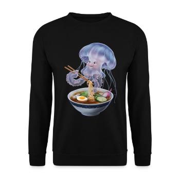 Quallen Ramen - Unisex Pullover - Schwarz - Vorne - Alina (178cm) & Michal (187cm)