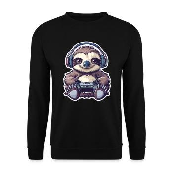 Gamer Faultier Gaming Zocken Gamepad - Unisex Pullover - Schwarz - Vorne - Alina (178cm) & Michal (187cm)