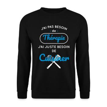 Pas besoin de thérapie juste besoin de cuisiner - Sweat-shirt Unisexe - noir - Devant - Alina (178cm) & Michal (187cm)