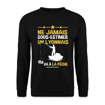 Lyonnais cadeau drôle pêcheur Lyon - Sweat-shirt Unisexe - noir - Devant - Alina (178cm) & Michal (187cm)