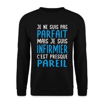 Je ne suis pas parfait mais je suis infirmier - Sweat-shirt Unisexe - noir - Devant - Alina (178cm) & Michal (187cm)