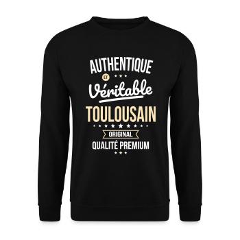 Authentique et véritable Toulousain - Original - Sweat-shirt Unisexe - noir - Devant - Alina (178cm) & Michal (187cm)
