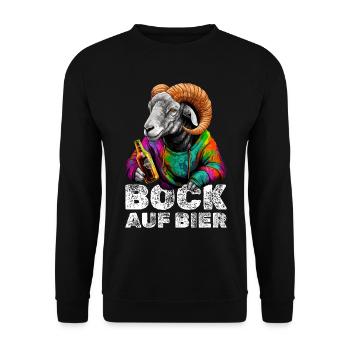 Bock auf Bier Spruch Ziege JGA Party Trinken - Unisex Pullover - Schwarz - Vorne - Alina (178cm) & Michal (187cm)
