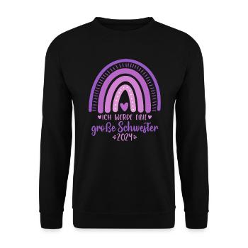 Ich werde eine große Schwester 2024 - Unisex Pullover - Schwarz - Vorne - Alina (178cm) & Michal (187cm)