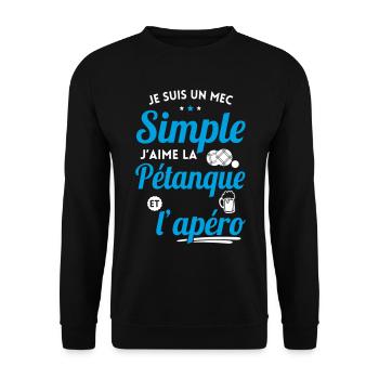 Je suis un mec simple j'aime la pétanque et apéro - Sweat-shirt Unisexe - noir - Devant - Alina (178cm) & Michal (187cm)
