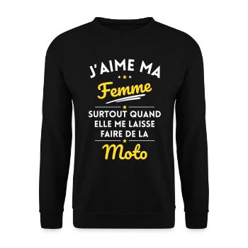 J'aime ma femme quand me laisse faire de la Moto - Sweat-shirt Unisexe - noir - Devant - Alina (178cm) & Michal (187cm)